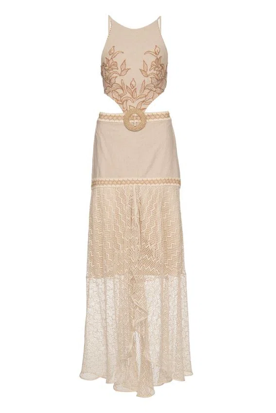 Miniatura: Vestido longo bordado tela desert PatBo