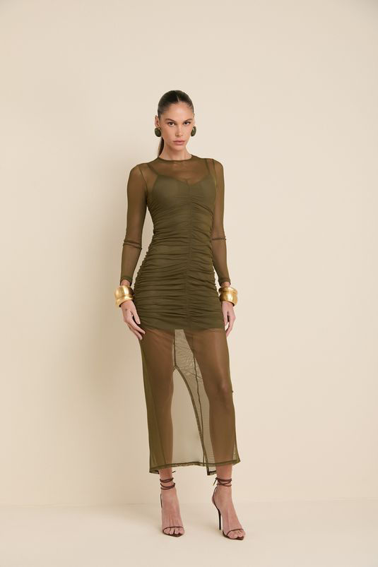Vestido midi em tule Amber verde Iorane