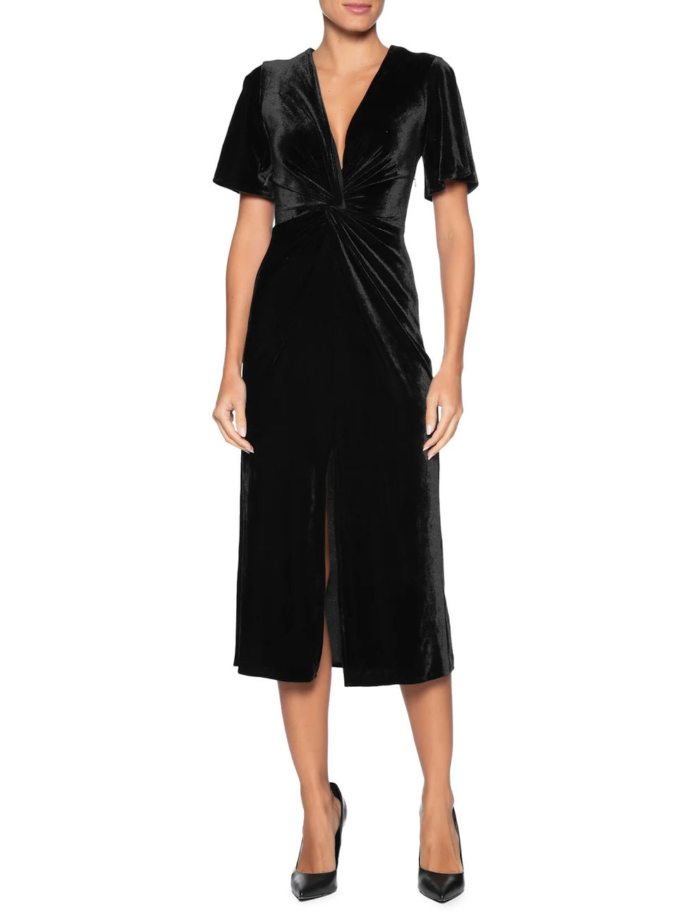 Miniatura: Vestido midi veludo preto Yara Carol Bassi