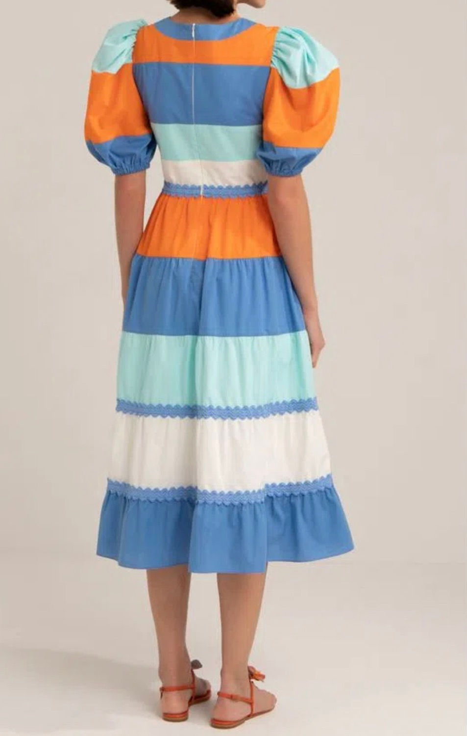 Thumbnail: Vestido midi multicolorido tricoline - PatBo