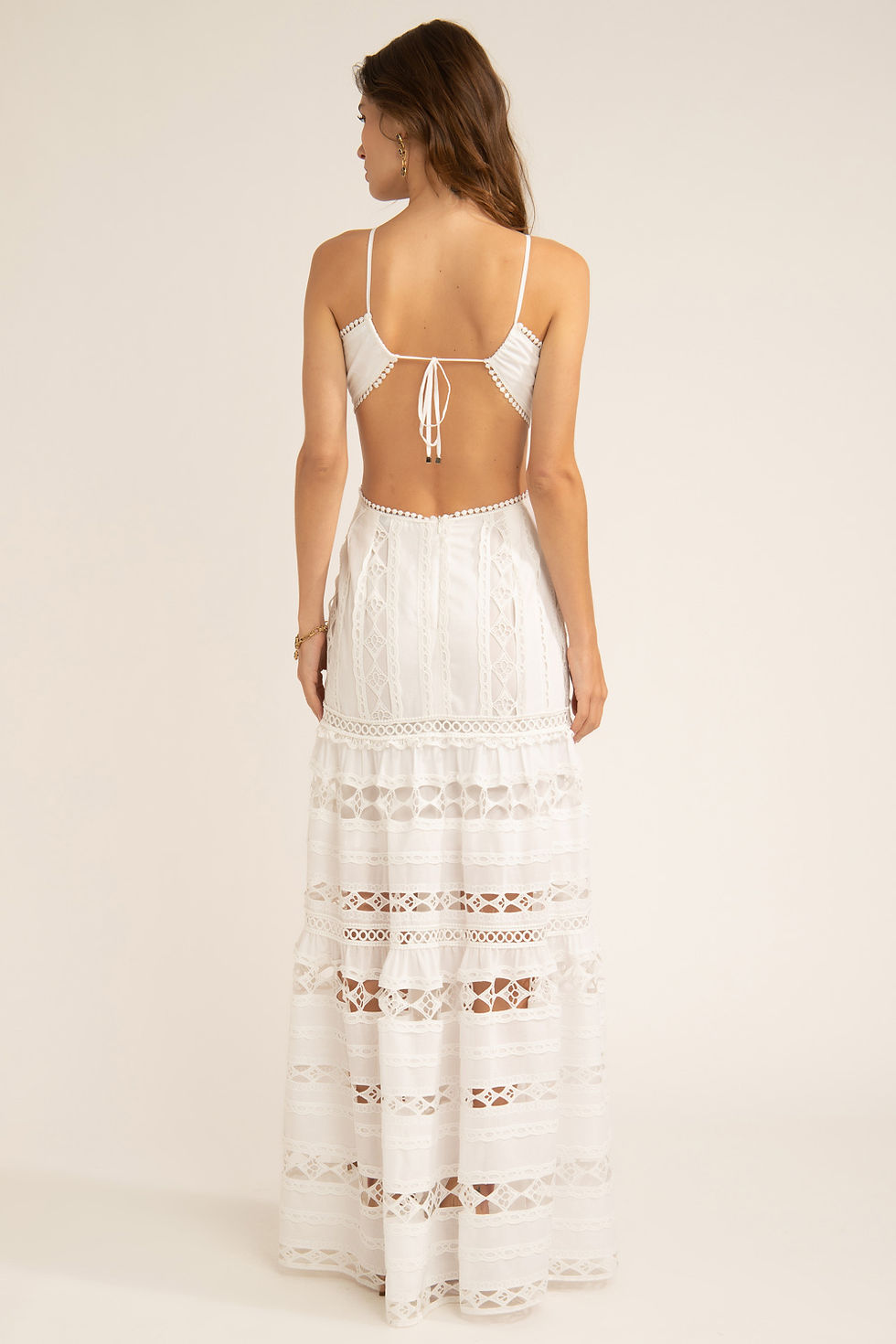 Miniatura: Vestido longo recortes cintura off white PatBo
