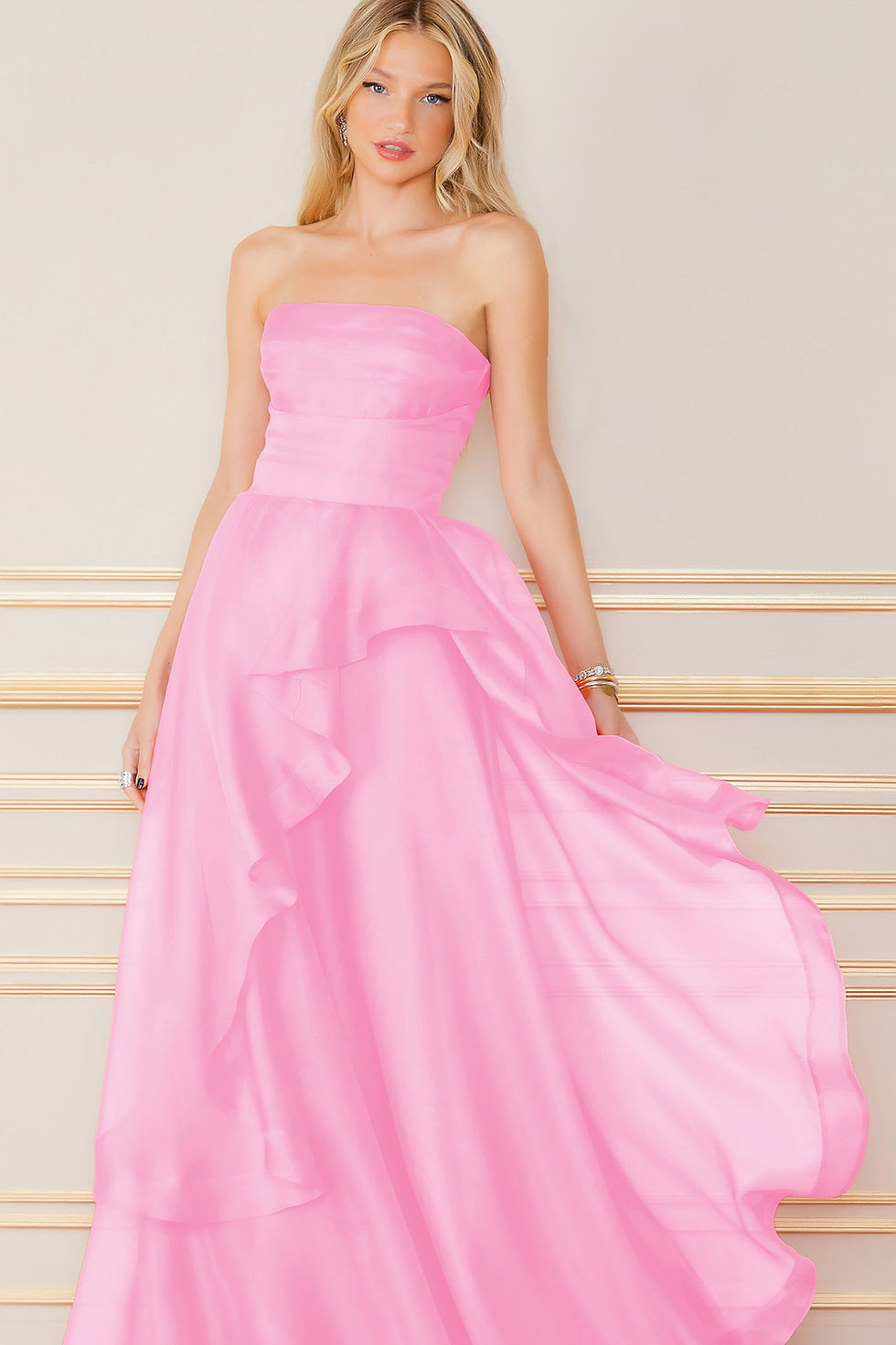 Miniatura: Vestido longo Natasha seda rosa flamingo Fabulous Agilita