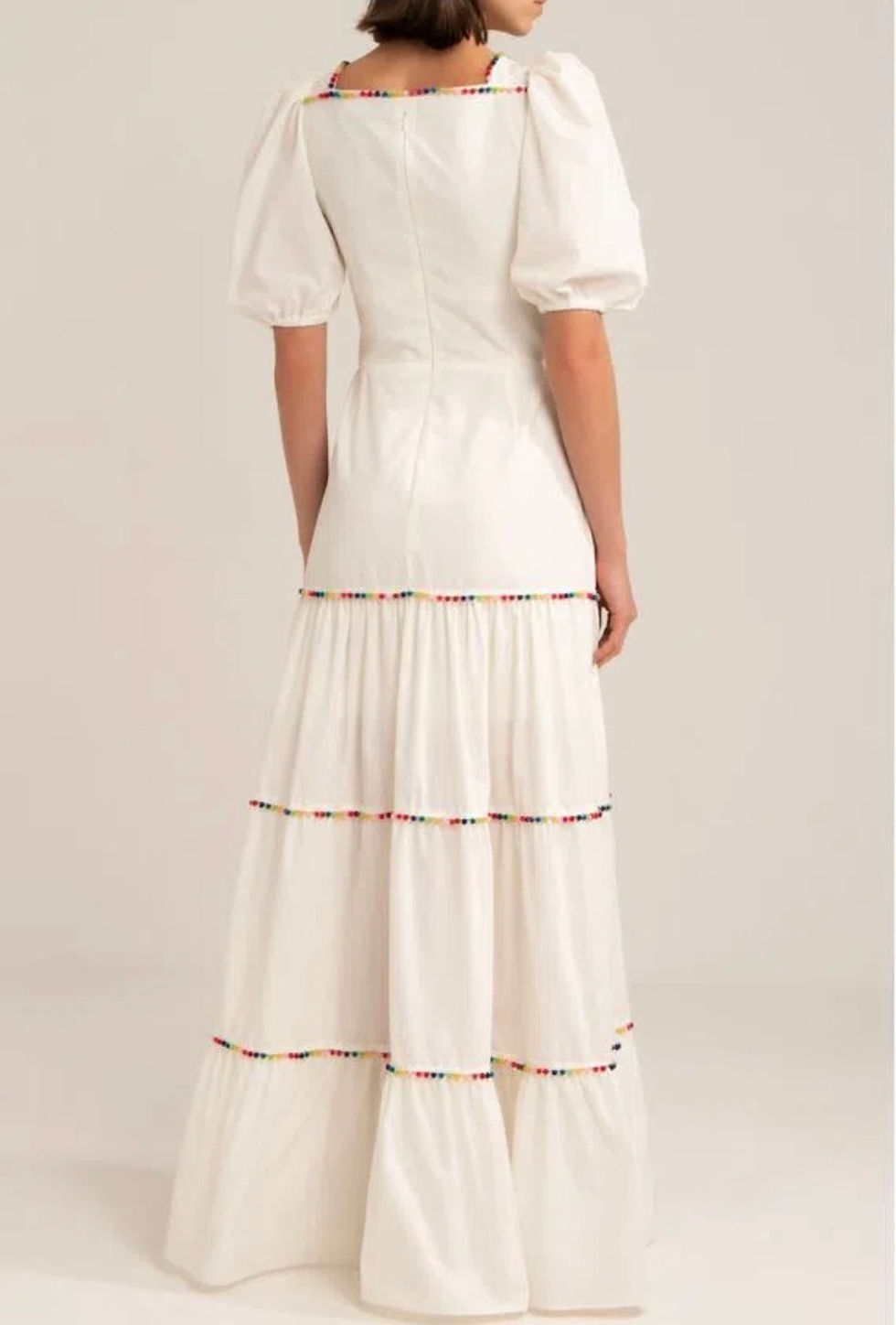 Miniatura: Vestido longo entremeio bolinhas off white PatBo