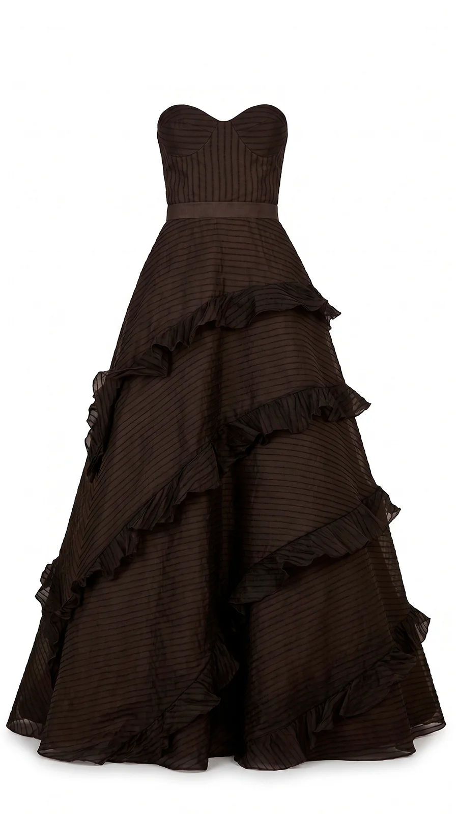 Miniatura: Vestido longo tomara que caia nervurado Fatima Scofield preto