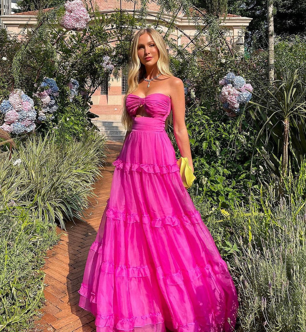 Thumbnail: Vestido longo Amanda seda pink Fabulous Agilita
