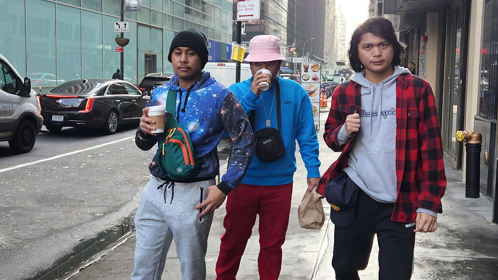 My son and nephews strolling through New York City's hidden streets, coffee in hand, and soaking in the urban ambiance.