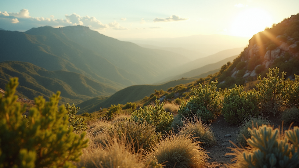 High angle view of the lush landscape from Sage Mountain