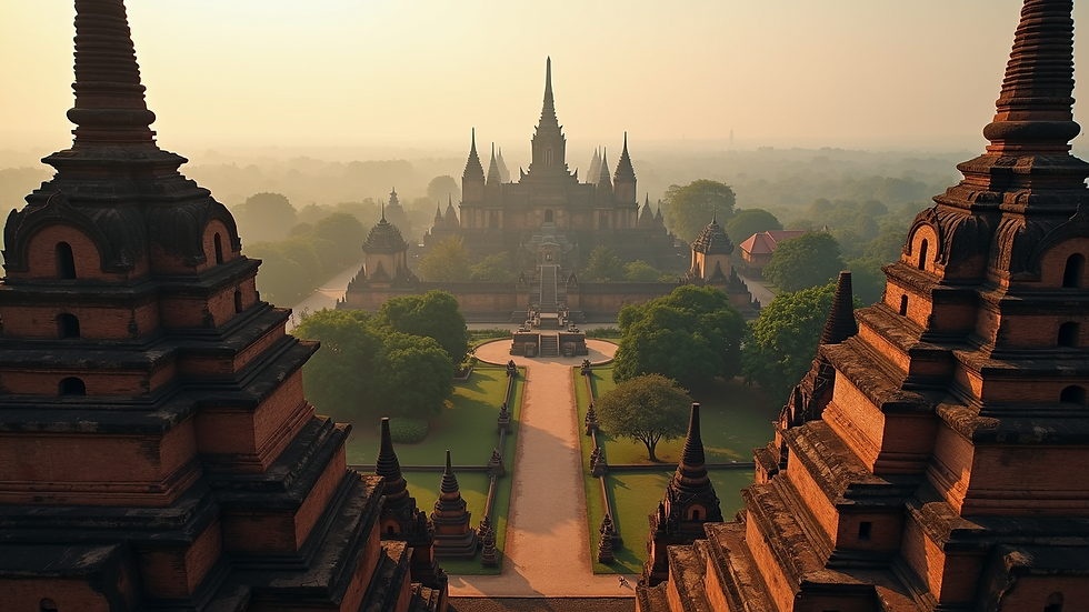 High angle view of the historical ruins of Ayutthaya