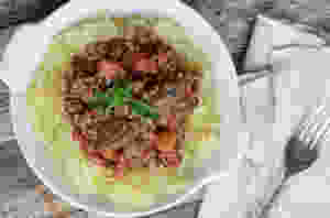 Spaghetti squash with bolognese