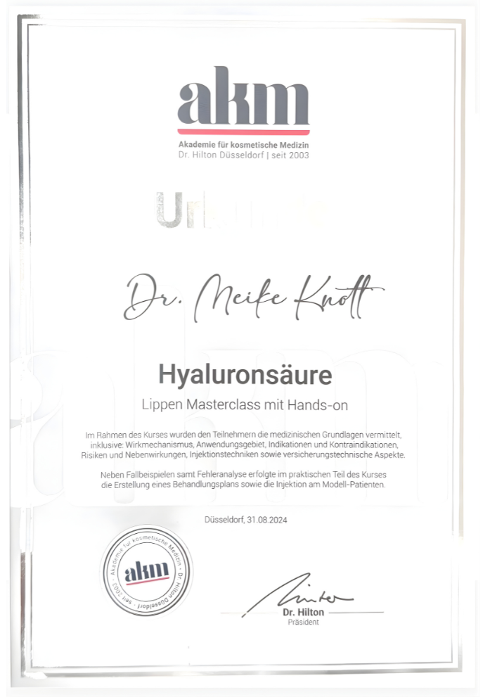 Dr. Knott - Urkunde Hyaluronsäure - akm