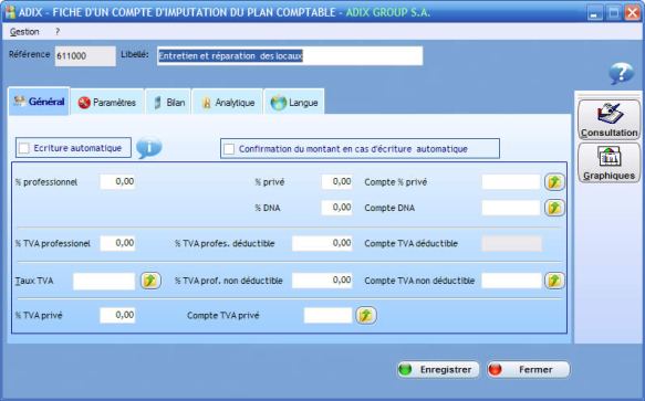 ADIX-Fiche d'un compte d'inputation