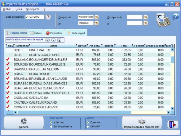 ADIX - Rappels de paiement