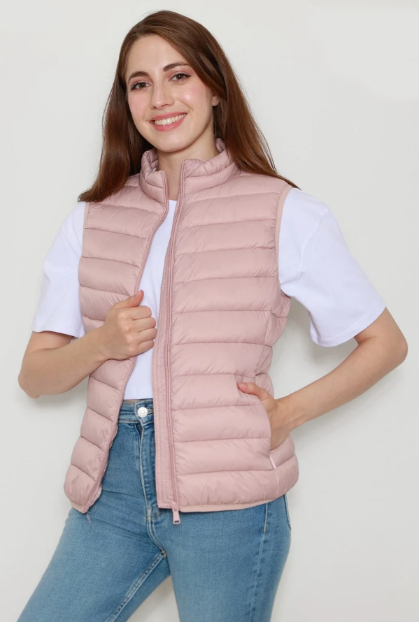 Women's Water Repellent Faux Down Padded Stand Collar Gilet/Body Warmer