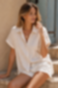 Charcoal Fashion Women's Beige Casual Loose Fit Striped Bat Wing Short Sleeves Button Through Shirt