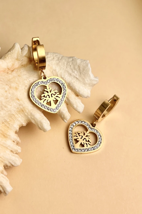 Women’s Stainless Steel Gold & Silver Patterns Diamante Beaded Drop Earrings