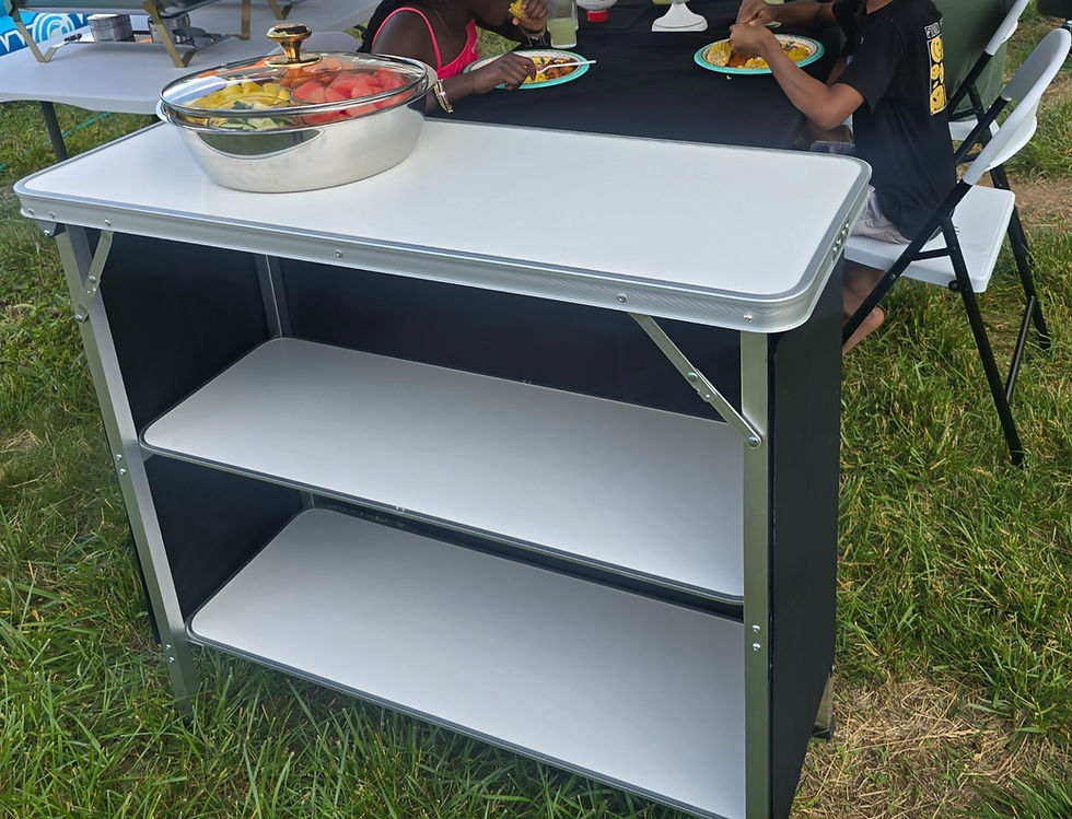 Thumbnail: Portable Bar Table With 3-Tier Shelves, Mobile Bar Table For Events Party Campin