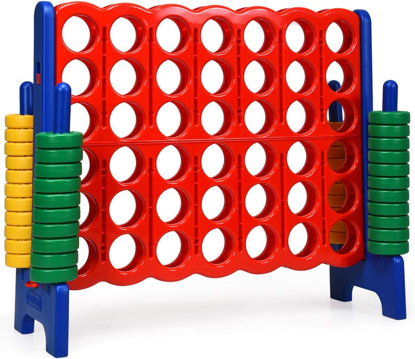 Large red and blue four-in-a-row lawn game