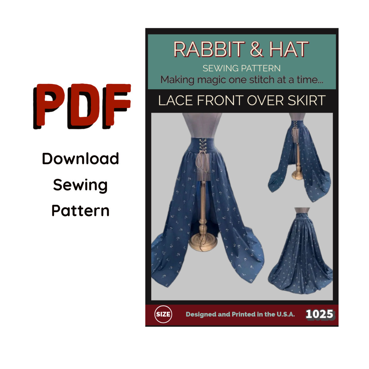 1025 PDF Size 2X - Lace Front Over Skirt