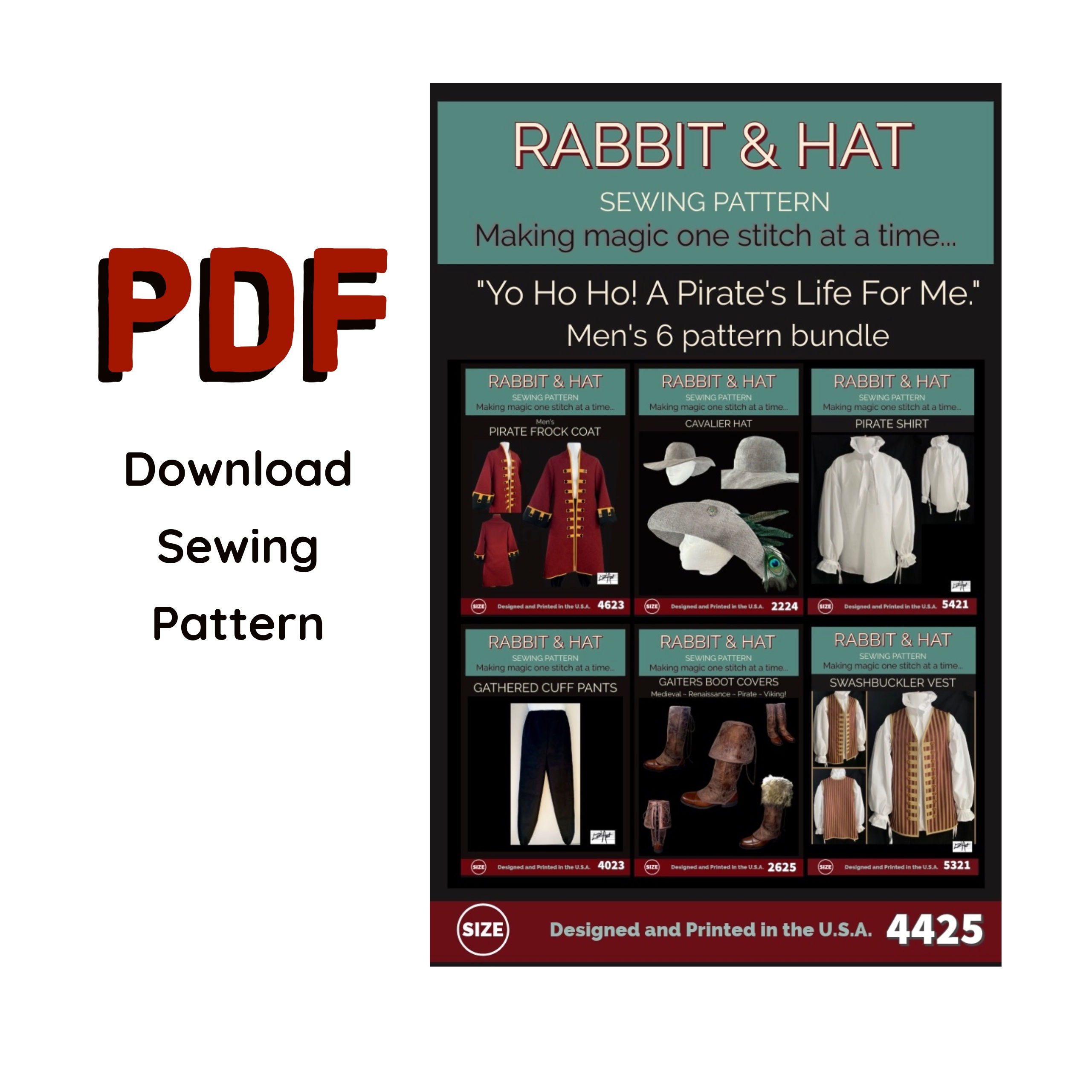 Size SMALL PDF Mens 4425 A Pirates Life For Me 6 Patterns