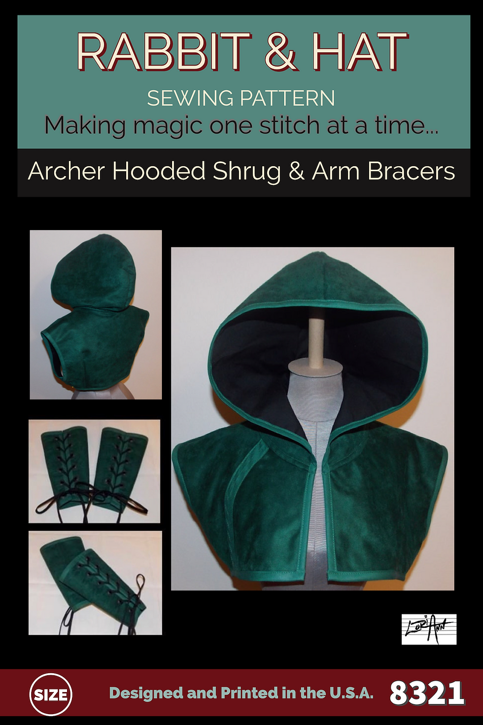 Thumbnail: 8321 PDF Size 4X - Women's Archer Hooded Shrug and Arm Bracers
