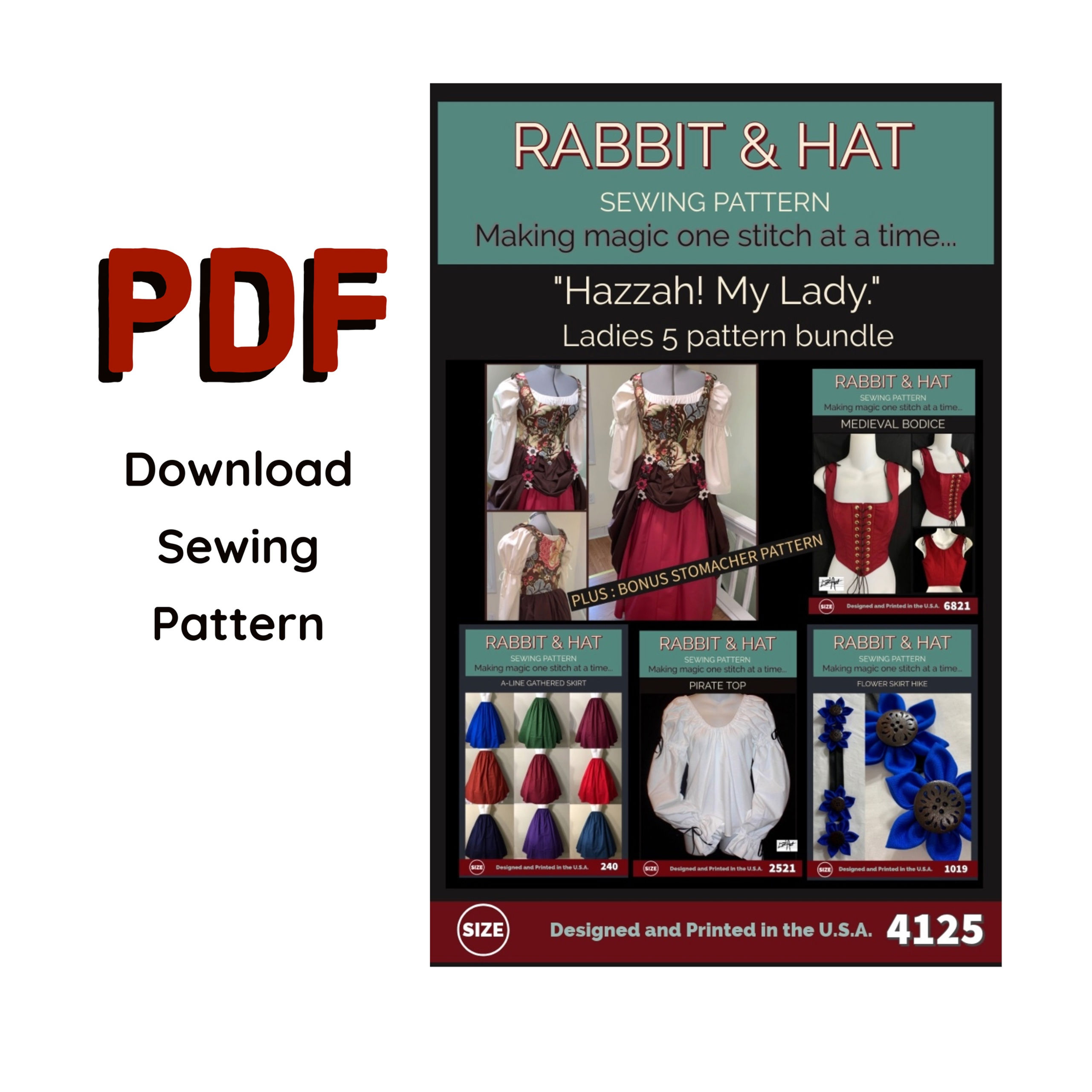 Size XL PDF 4125 Hazzah! My Lady - 5 Pattern Bundle