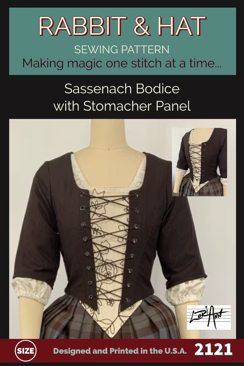 Thumbnail: 2121 PDF Size LARGE - Sassenach Bodice with Stomacher Panel