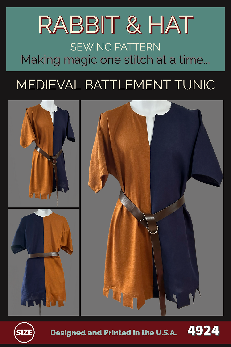 Thumbnail: 4924 PDF Size LARGE - Medieval Battlement Tunic - Short Sleeve