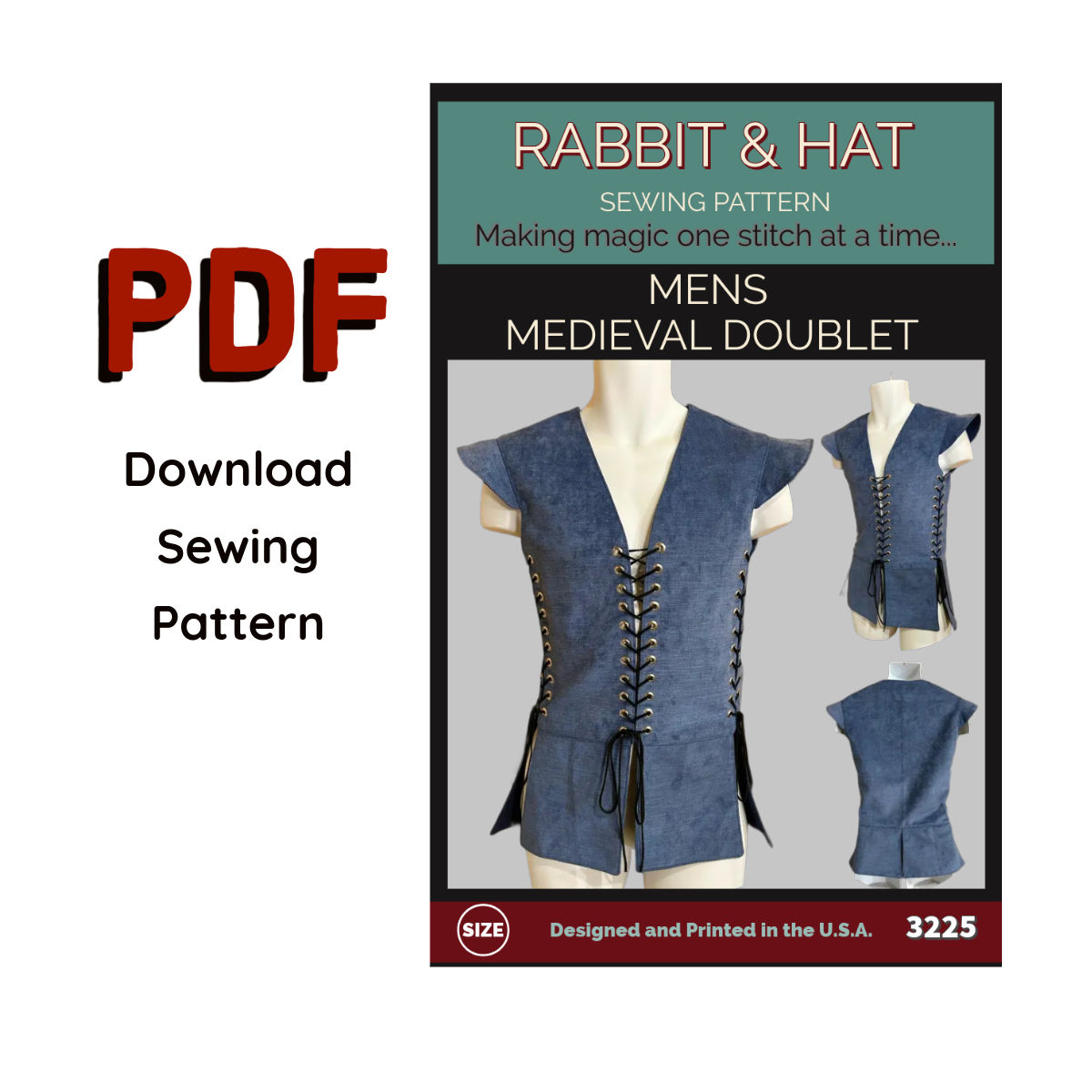 3225 PDF Size XS - MENS Medieval Doublet