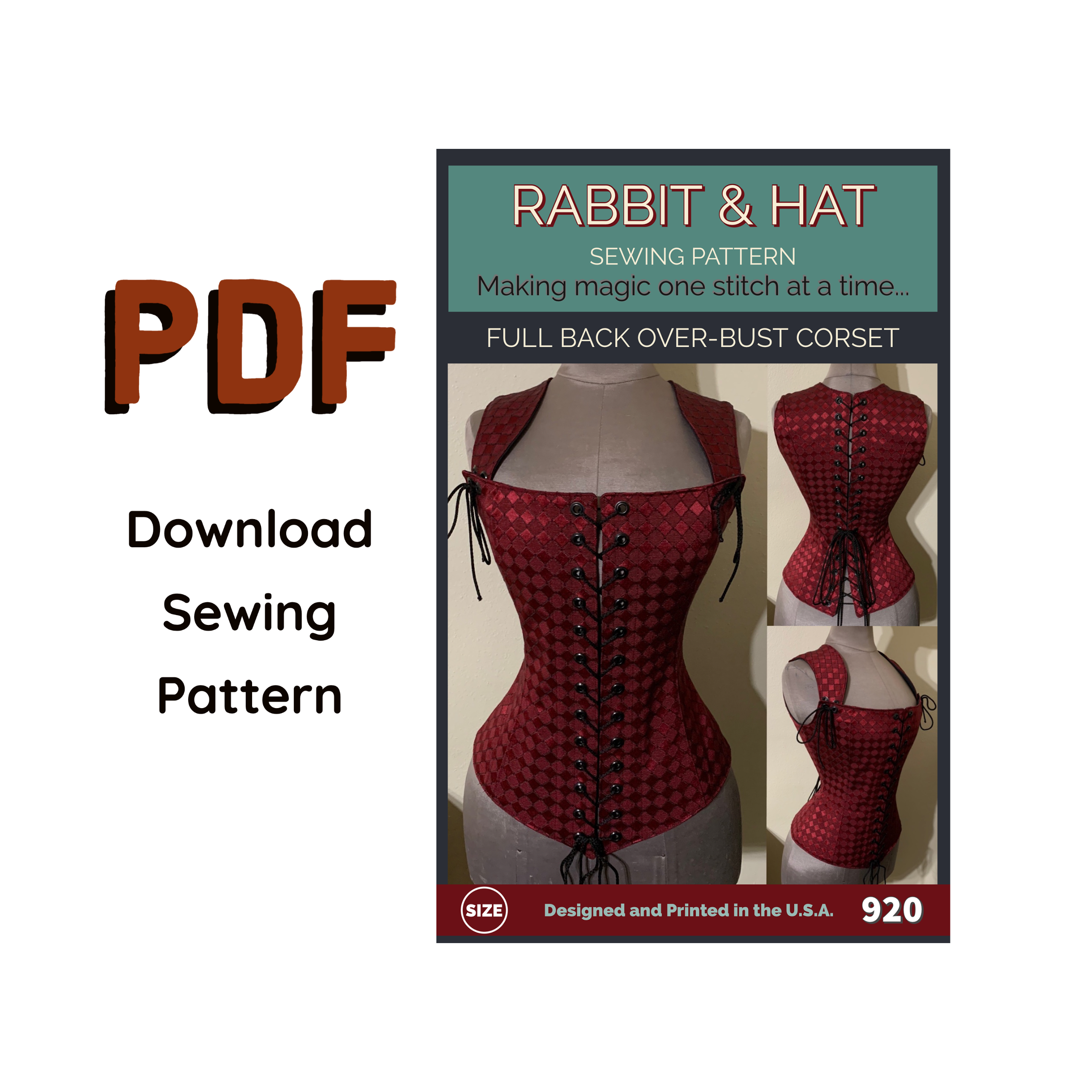 920 PDF Size XL - Full Back Over Bust Corset