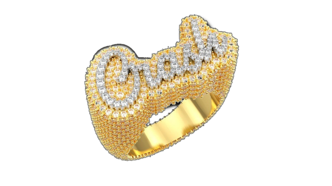 14k yellow gold diamond name ring