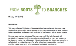 Taste of Wellesley Letter