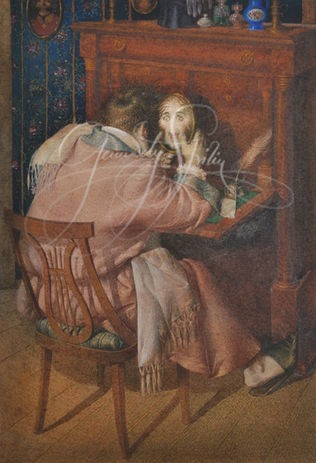 Major Looking in the Mirror watercolor