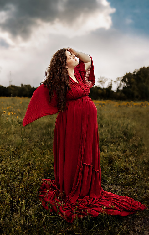 open field natural light maternity photos bold colorful