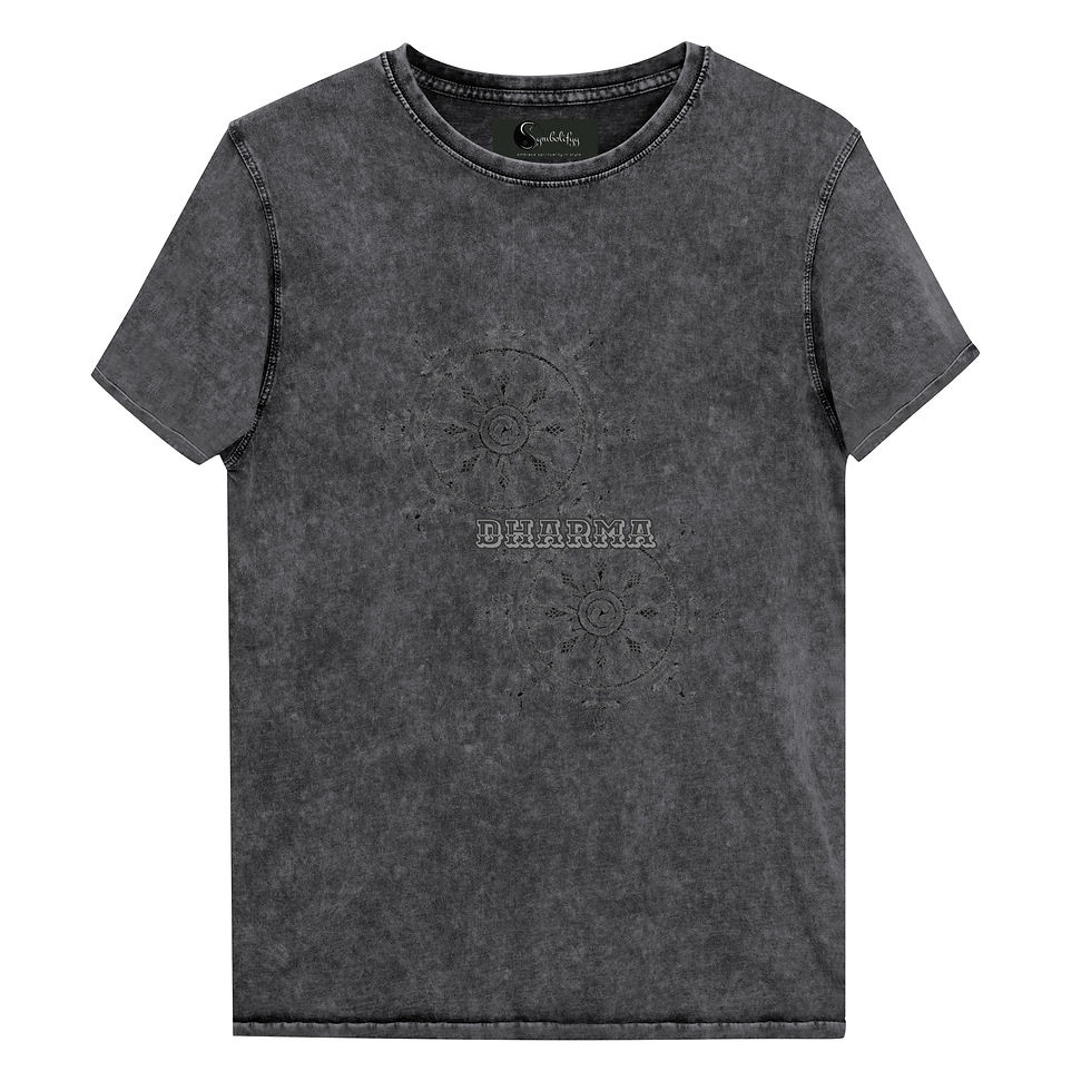 Thumbnail: Dharma Wheel – Denim T-Shirt