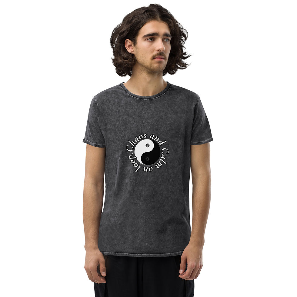 Thumbnail: Man wearing a Men's lotus denim Tee from Symbolifyy.