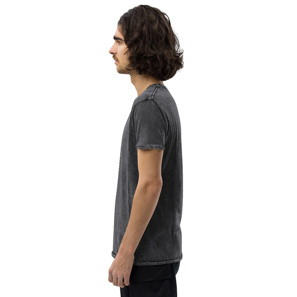 Thumbnail: Man wearing Men's lotus denim Tee from Symbolifyy.