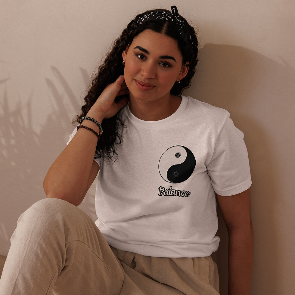 yin yang balance white Tee