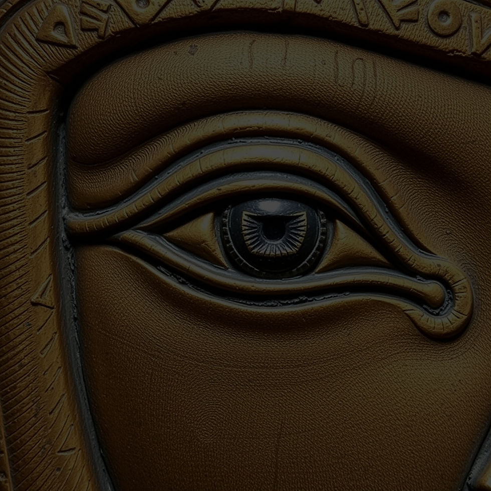 eye of horus has been put as a background to the text that explains its significance and background.