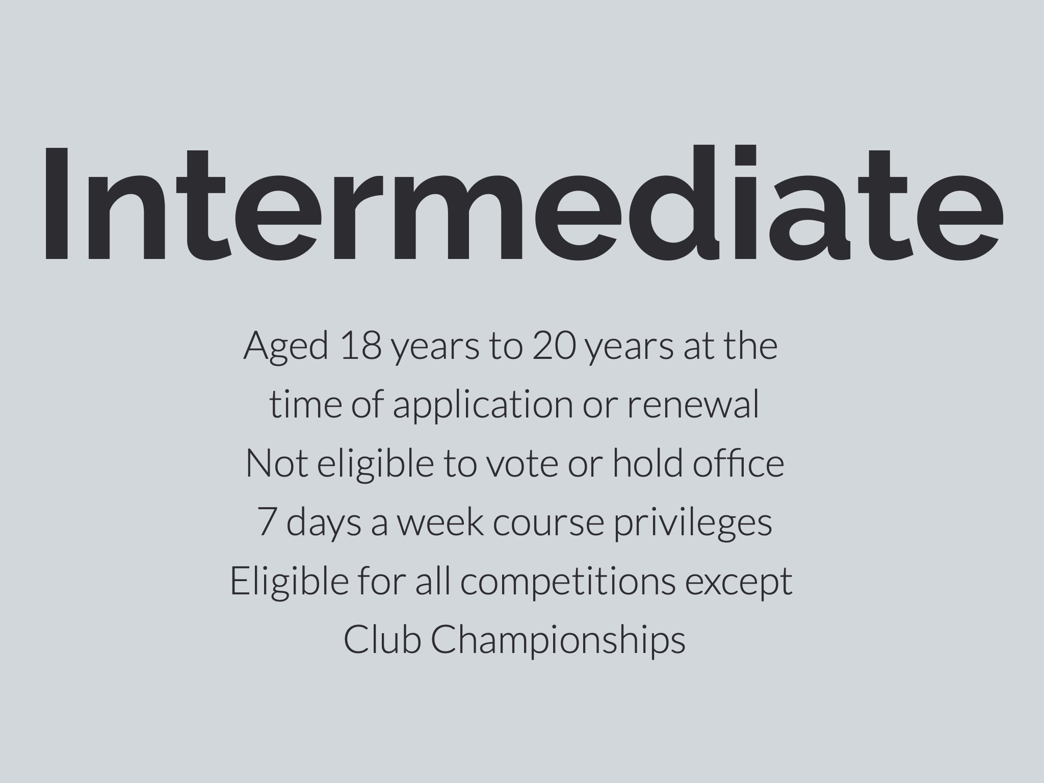 New Member - Intermediate Membership