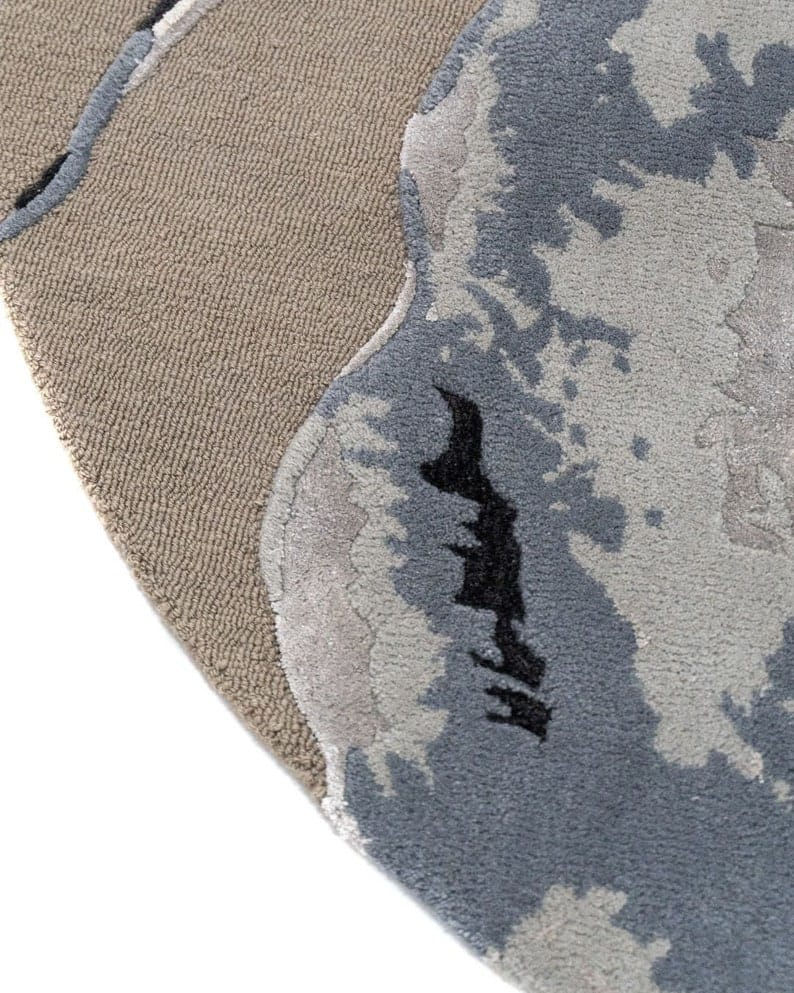 Thumbnail: Modern Abstract Wool Area Rug | Hand-Tufted Geometric & Curved Design, Round Rug