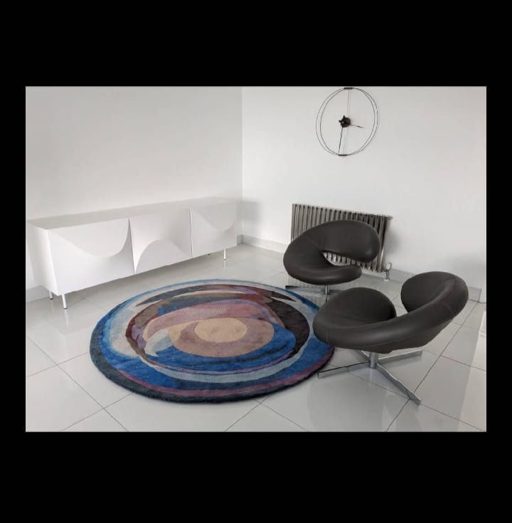 Thumbnail: Echoes of Light Purple Area Round Rug Perfect For Living Room.
