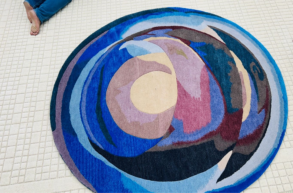 Thumbnail: Echoes of Light Purple Area Round Rug Perfect For Living Room.