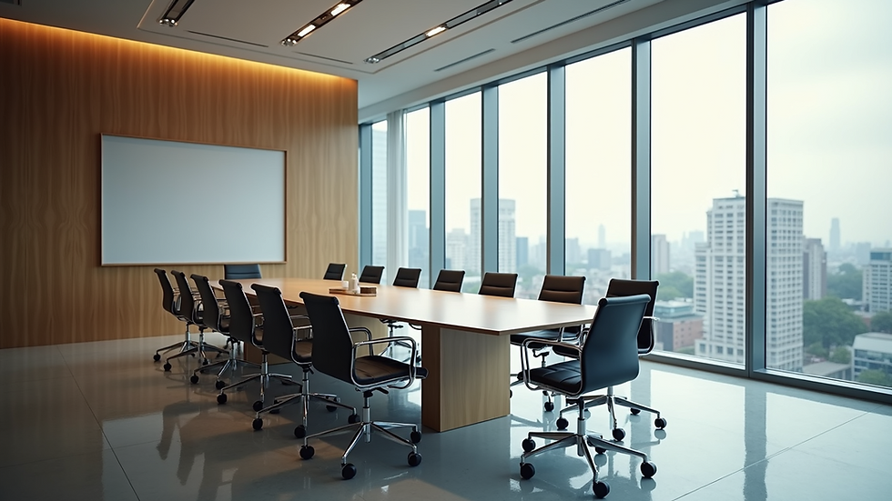 Wide angle view of a modern conference room