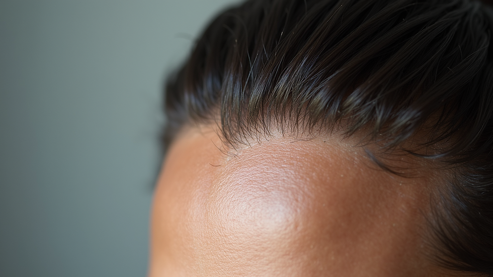 Eye-level view of scalp with new hair growth after micro-needling