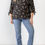 Thumbnail: Floral Print Tie Sleeve Zipper Neck Top