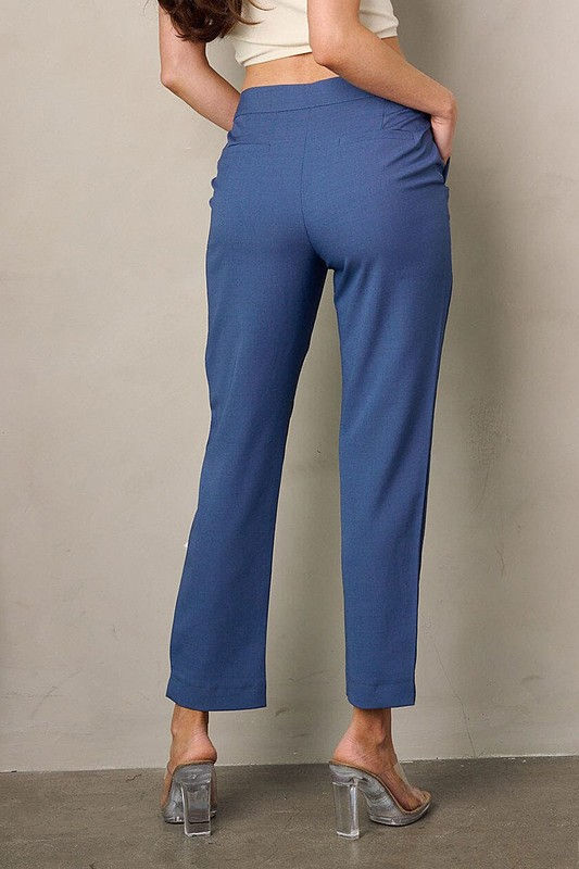 Thumbnail: Button Closure Solid Pockets Pants