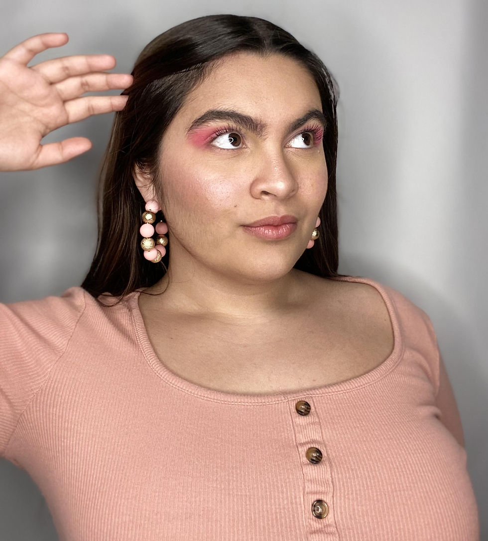 Thumbnail: Two Toned Beaded Hoop Earrings