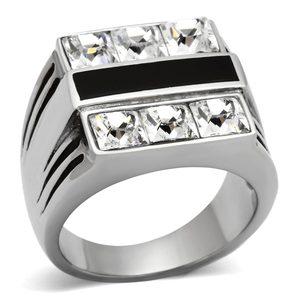 TK920 High Polished (No Plating) Stainless Steel Ring With Top