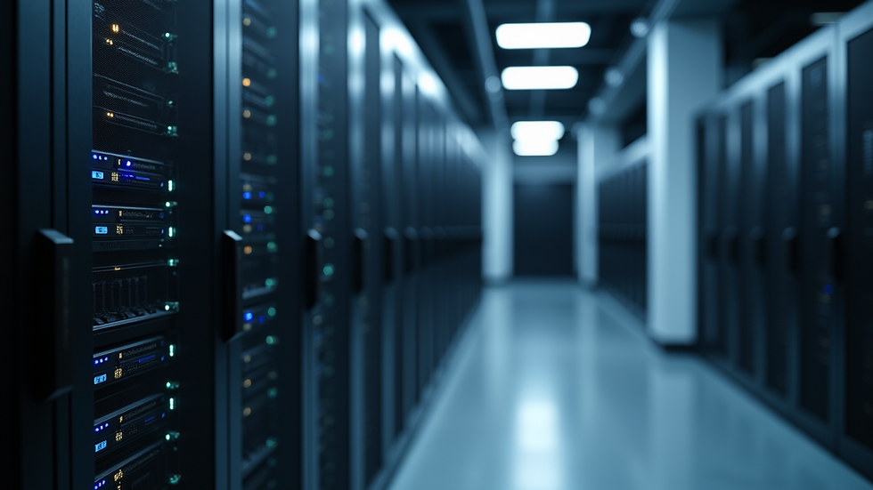 Close-up view of server hardware within a data center
