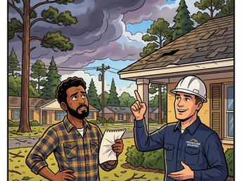 Frontline Roofing Field Claims Specialist pointing out homeowner mistakes